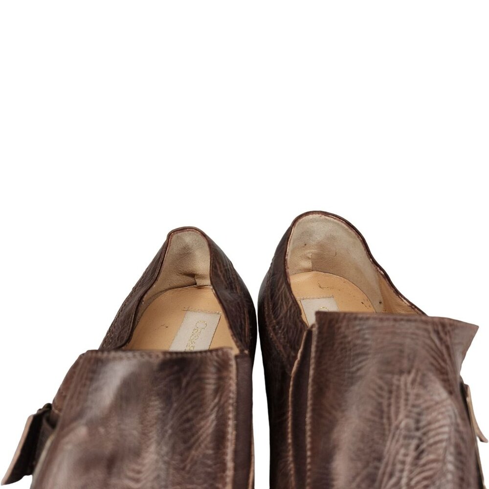 Cesare Paciotti Italy Dress Shoes Men size 9-9.5 Brown Leather Square-toe Loafer - Picture 9 of 9